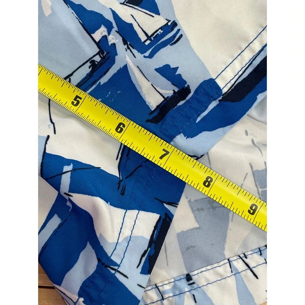 Nautica Men's Sailboat Print Swim‎ Trunks Drawstring Shorts Size S